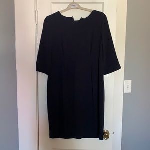 Maternity navy blue tailored dress.